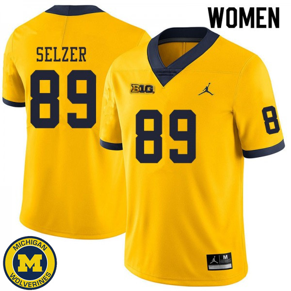 Womens University of Michigan #89 Carter Selzer Yellow Official Game Jersey